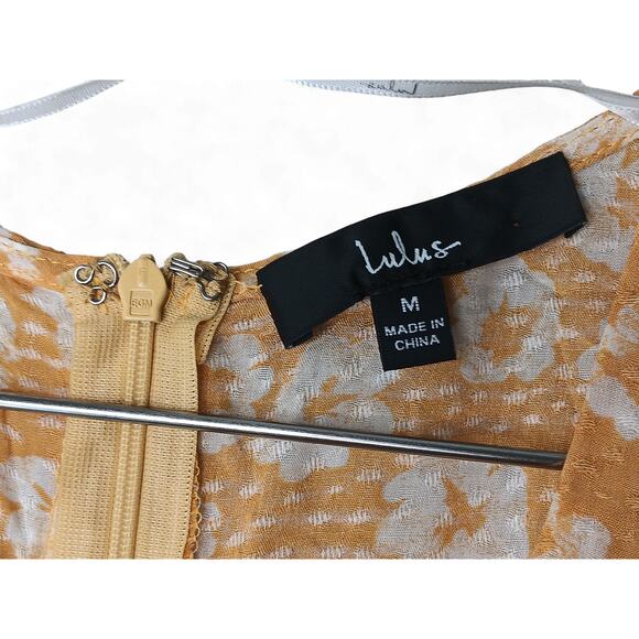 Lulus Floral Tie Back Mini Dress Yellow White V Neck Short Sleeve Size M - Picture 14 of 14